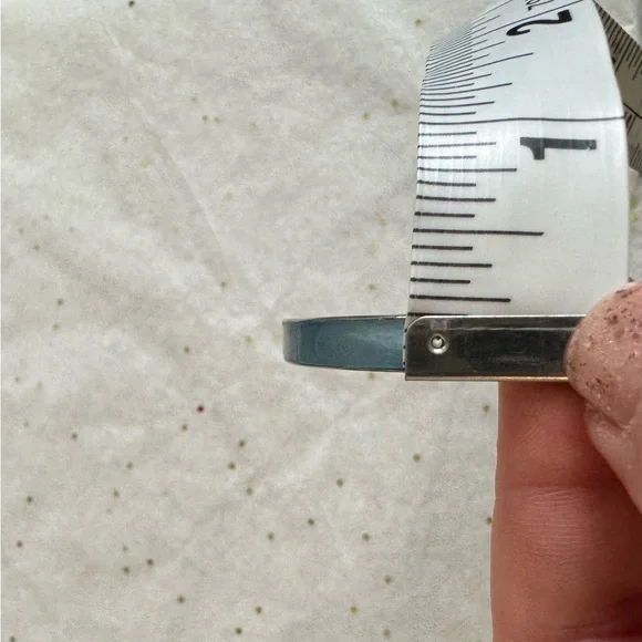 Bangle Bracelet. Silver Toned and Blue Mother of Pearl. - Picture 9 of 9